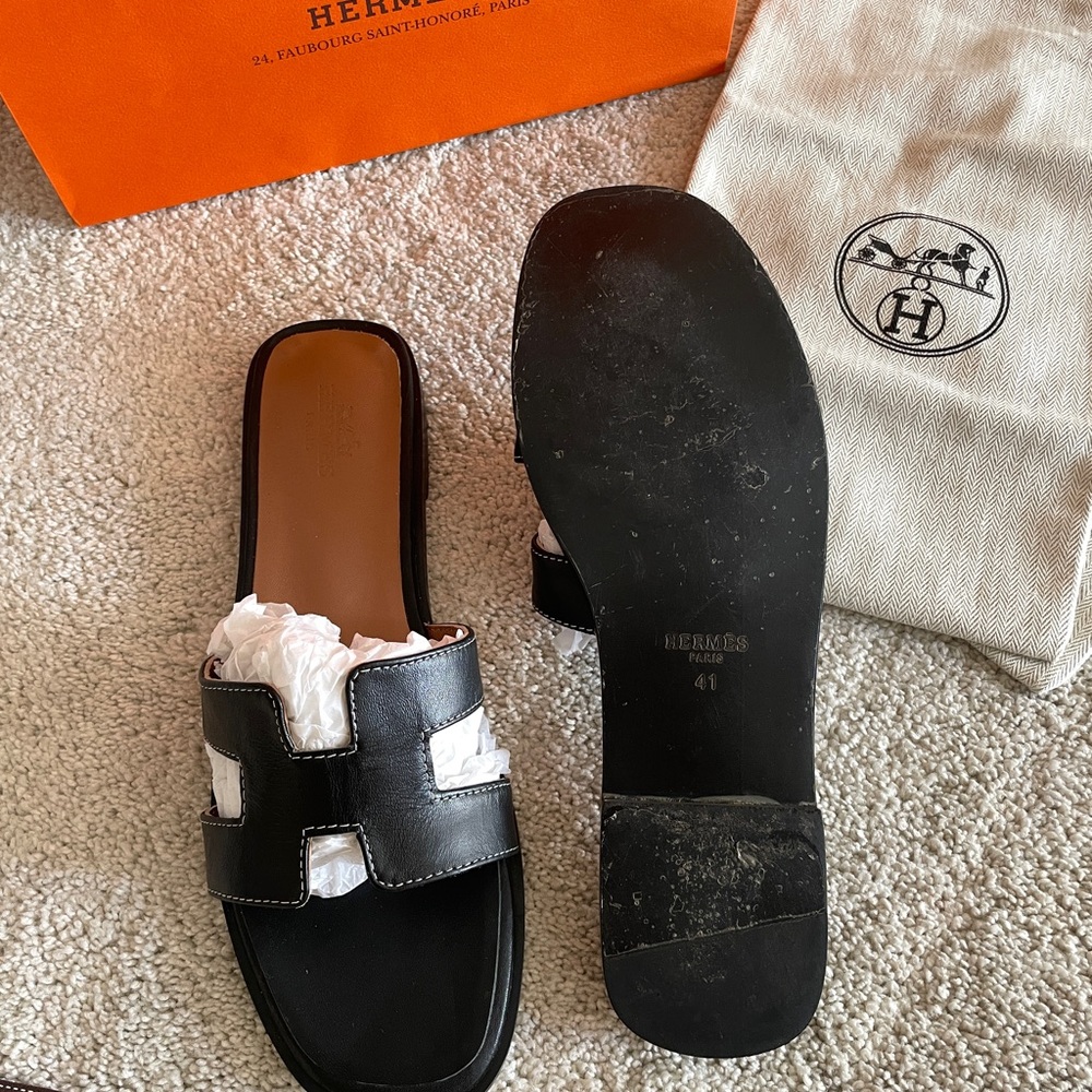 Hermes Oran Black Women's Slide Sandals - Picture 6 of 13